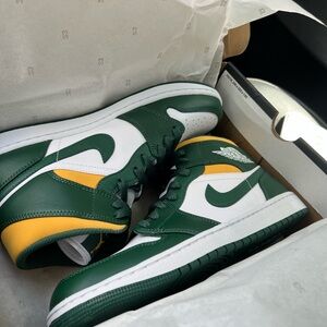 Nike Green and Yellow Jordan High Top